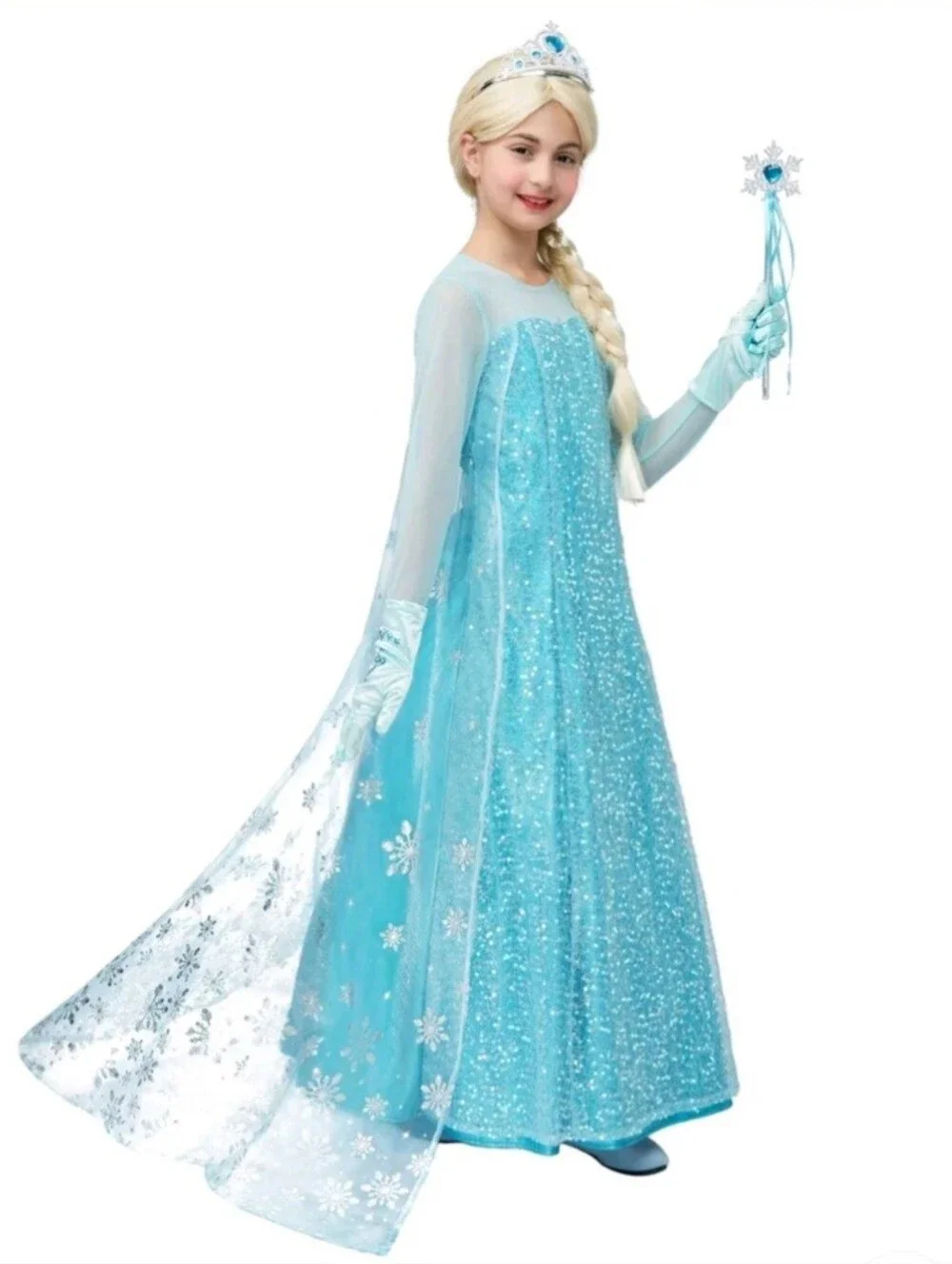 Disney Frozen Elsa Girls Ice Princess Costume Dress Size Medium 8-10